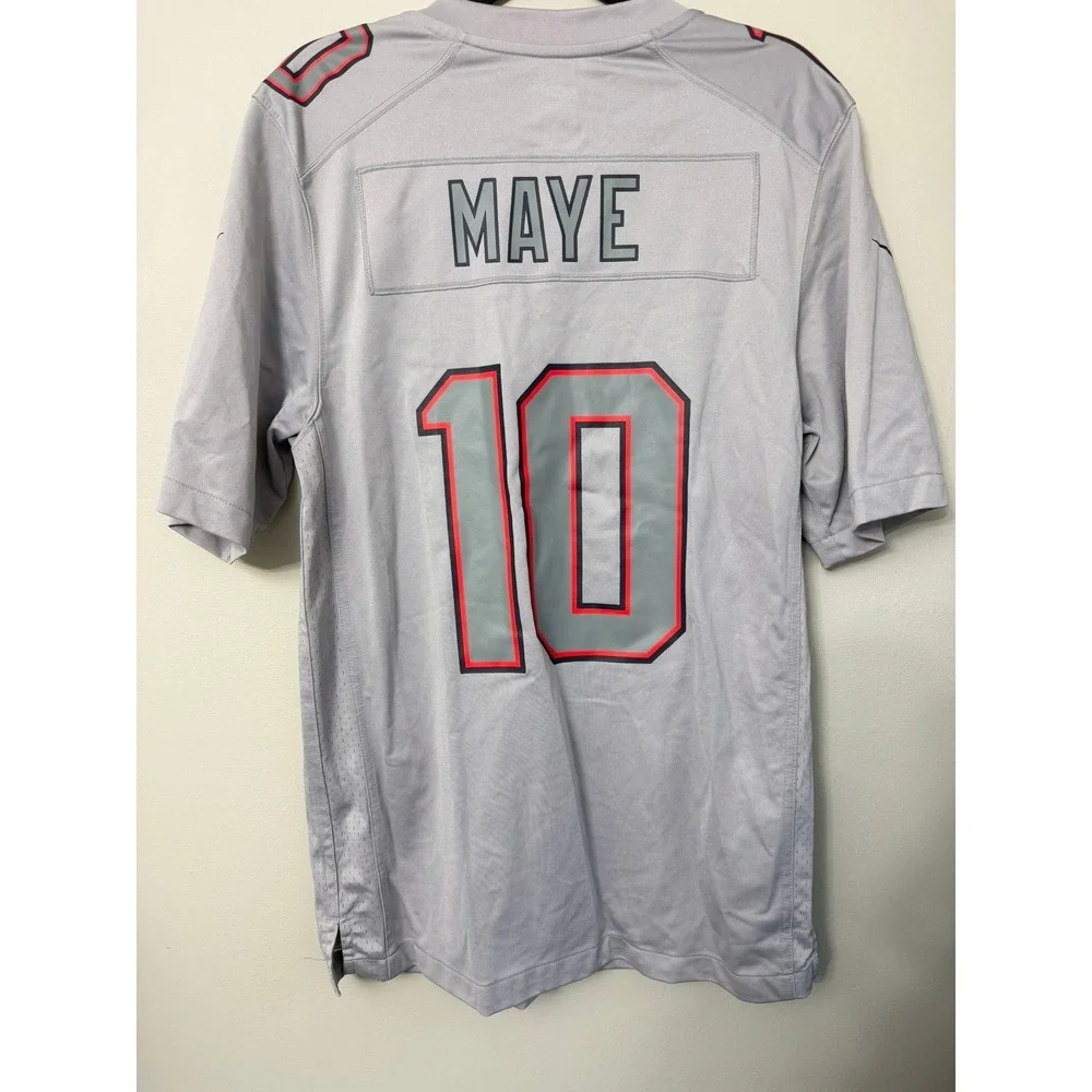 Nike Patriots Jersey Mens Small Grey Drake Maye 10 On Field Football NEW